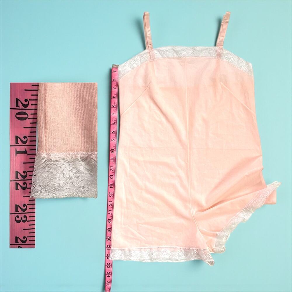 Vintage Pink Teddy Size 34 White Lace Gaymode Lingerie Romper - Picture 6 of 11